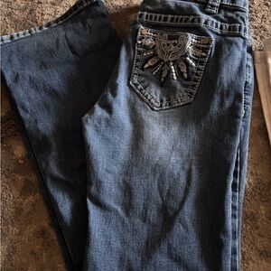 Shyanne Blue Boot Cut Jeans with Embroidery